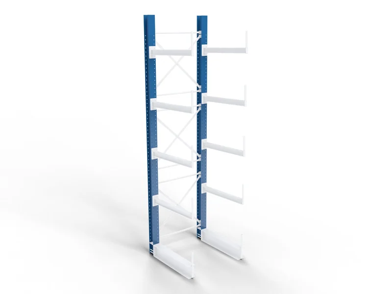 Cantilever Rack Columns (Towers): Structural I-beam. Lumber, steel, pipe, coils, outdoor yards.
