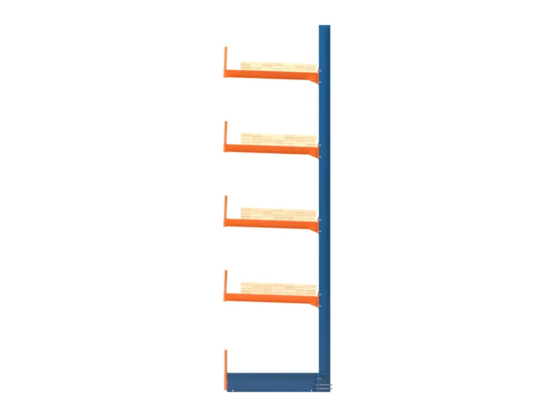 Cantilever Racking: Side view. Base under the arms, arm plate on the column.