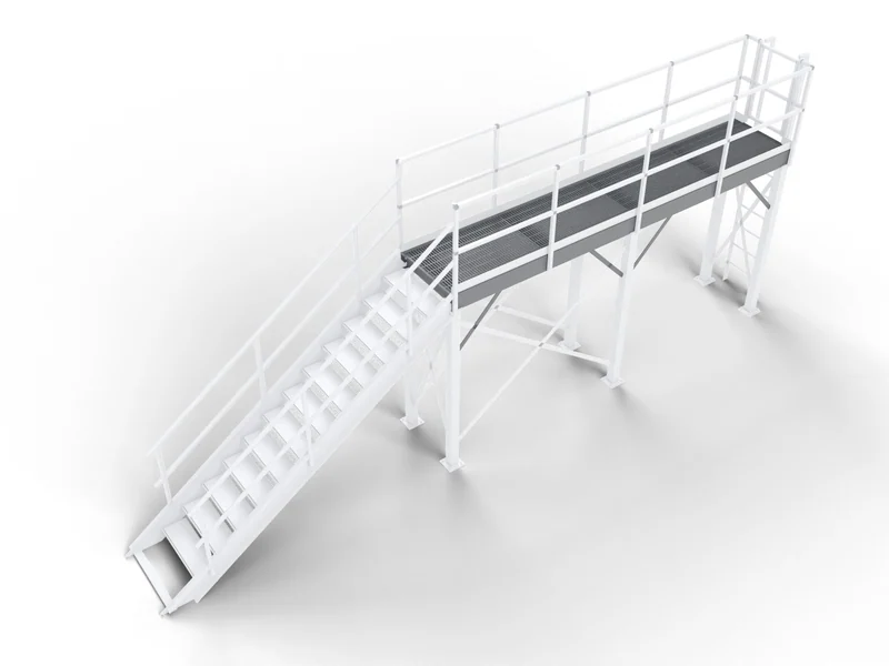 Catwalk Systems: Grating deck. Bar grating on channel members.