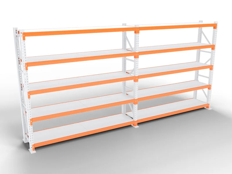 Long-Span Shelving: Step beams. Span the full bay.
