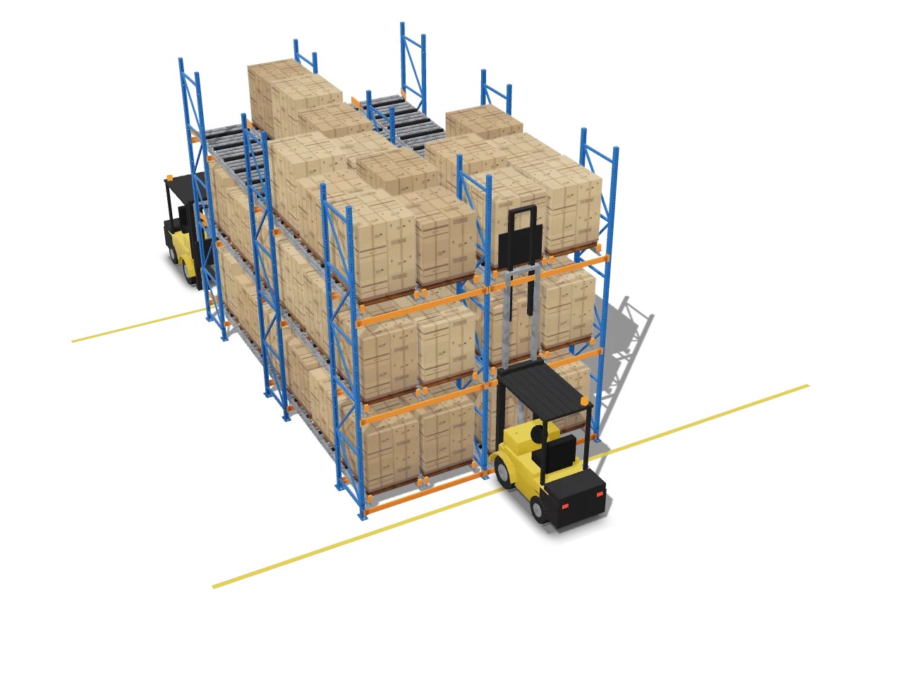 Pallet flow rack being installed