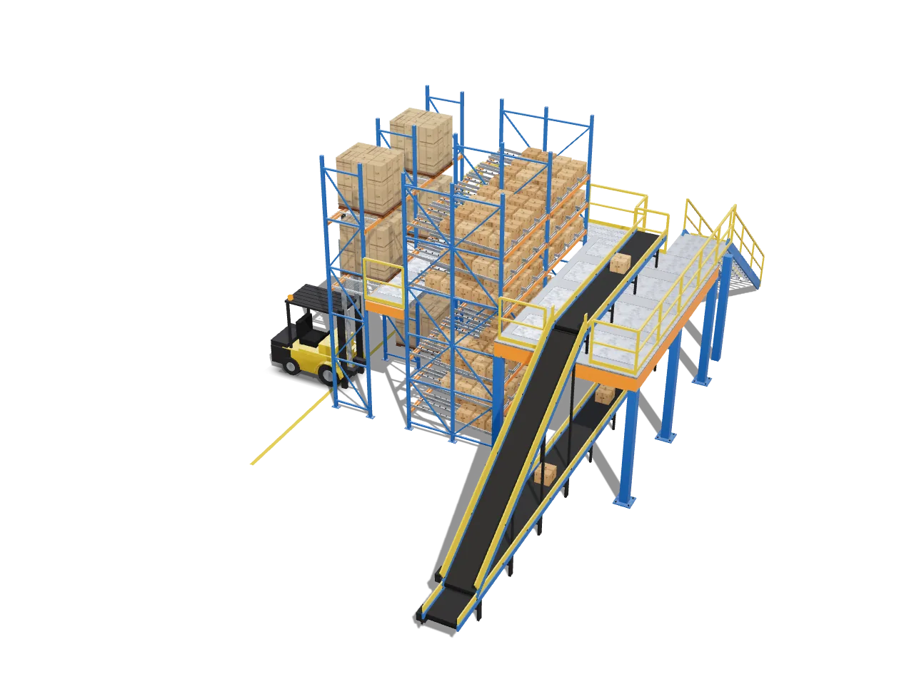 Multi-level racking and mezzanine structure