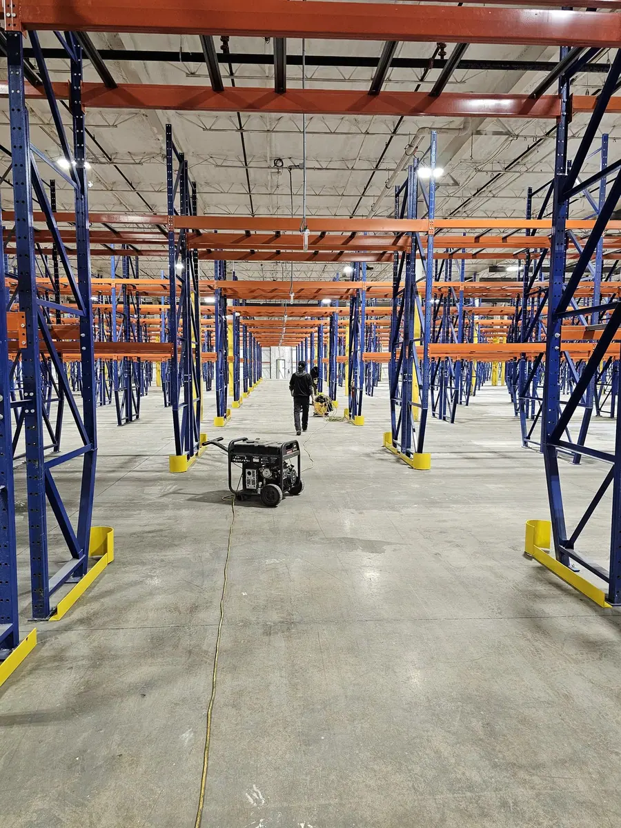 Pallet racking install with crew