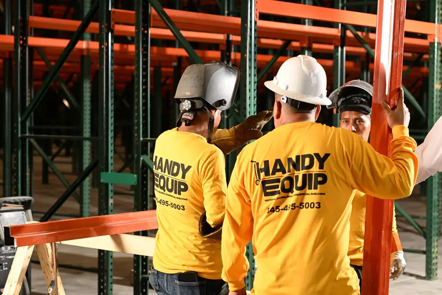 Assembling warehouse racking frame