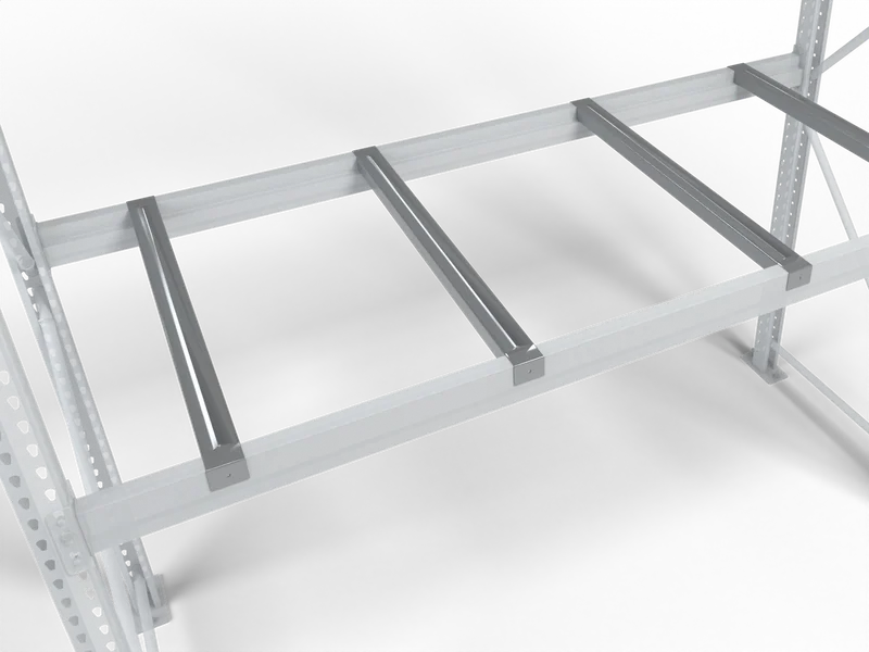 Double-Deep Racking: Pallet supports. Optional bars that support pallets front to back.