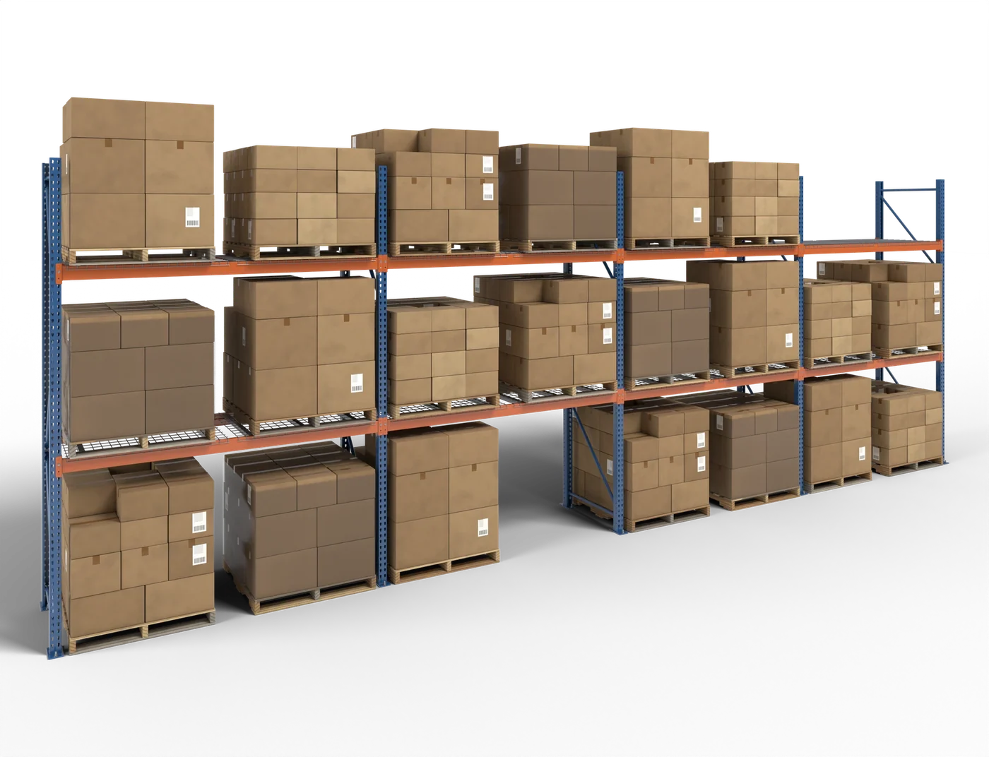 A loaded run of selective racking.