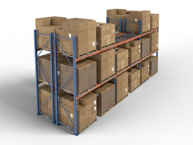 Selective Racking: Back-to-back run. Two rows tied with row spacers.