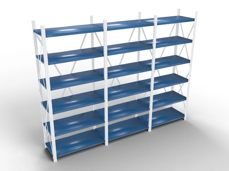 Steel Shelving: Shelves. Box-formed front and back edges.